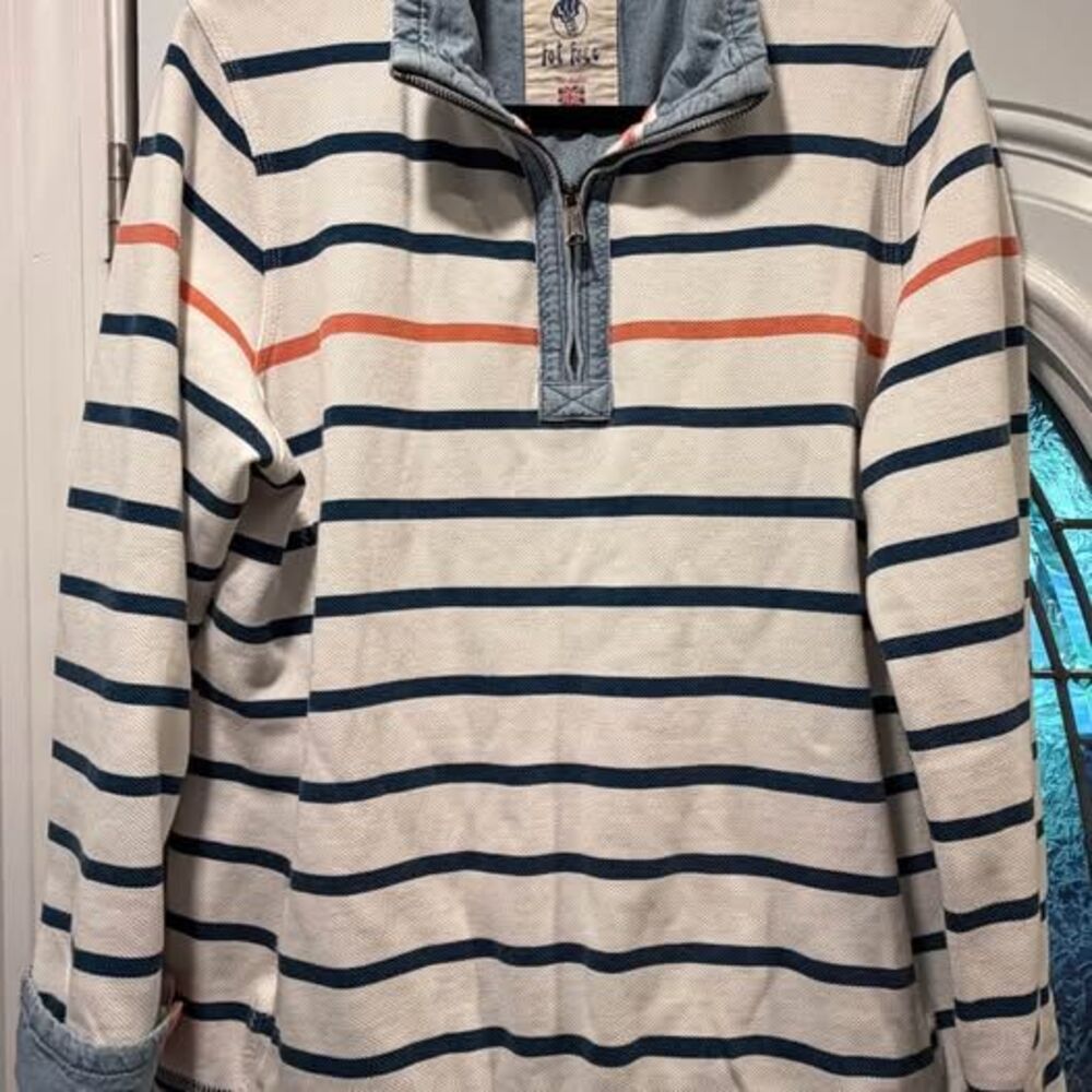 Fat Face The Airlie 1/4 Zip Striped Pullover Sweatshirt